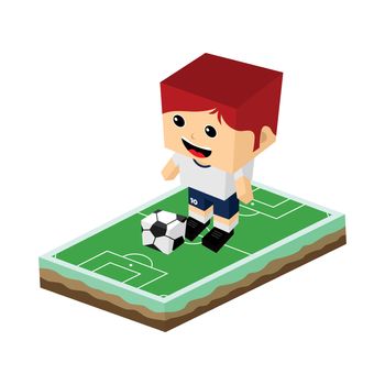 cartoon soccer player isometric theme vector art illustration