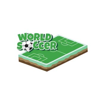 cartoon soccer field isometric theme vector art illustration