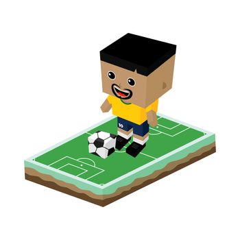 cartoon soccer player isometric theme vector art illustration