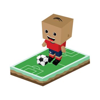 cartoon soccer player isometric theme vector art illustration