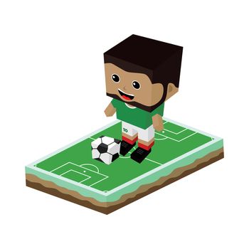 cartoon soccer player isometric theme vector art illustration