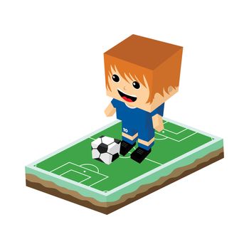 cartoon soccer player isometric theme vector art illustration