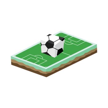 cartoon soccer field isometric theme vector art illustration