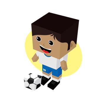 cartoon soccer player isometric theme vector art illustration