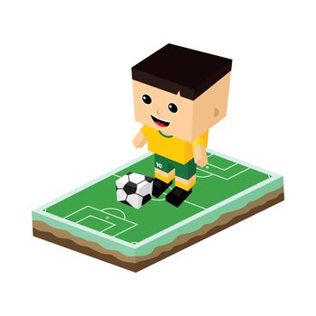 cartoon soccer player isometric theme vector art illustration