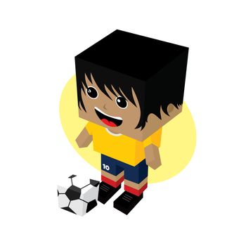 cartoon soccer player isometric theme vector art illustration