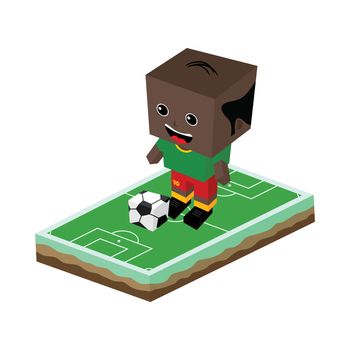 cartoon soccer player isometric theme vector art illustration