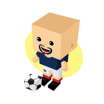 cartoon soccer player isometric theme vector art illustration