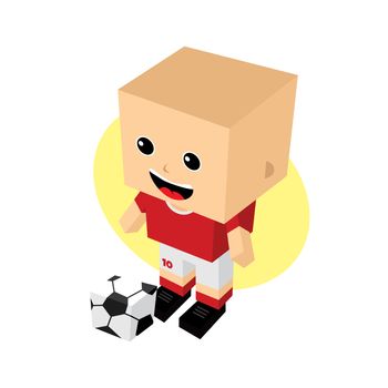 cartoon soccer player isometric theme vector art illustration