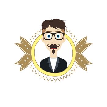 geek male cartoon theme vector art illustration