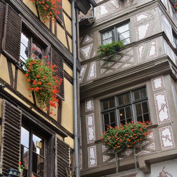 Strasbourg, Strasbourg, part of nice house in Petite France area. in Petite France area, Alsace, Bas Rhin