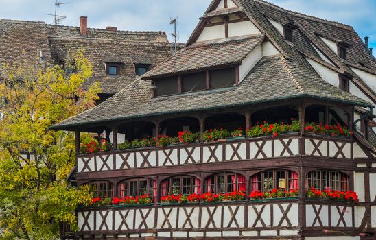 Strasbourg, Strasbourg, part of nice house in Petite France area. in Petite France area, Alsace, Bas Rhin