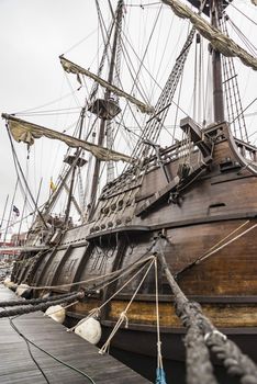 Old Ship galleon details in Portland Maine, USA