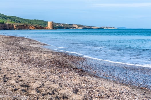 Seascape from the beach of Platamona in a sunny morning - porto torres