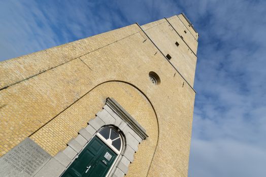 The famous historic lighthouse called the Brandaris in the place West-Terschelling on the North Sea Island of Terschelling in the Netherlands
