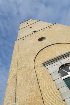 The famous historic lighthouse called the Brandaris in the place West-Terschelling on the North Sea Island of Terschelling in the Netherlands
