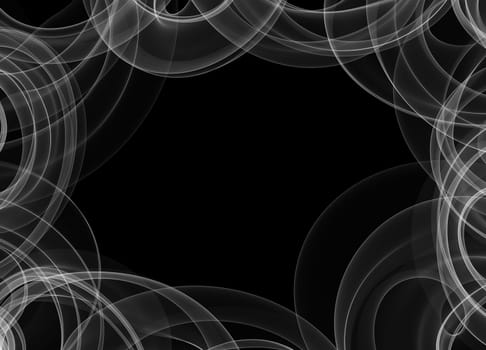 abstract white flame smoke frame over black background with copyspace for your text and design.