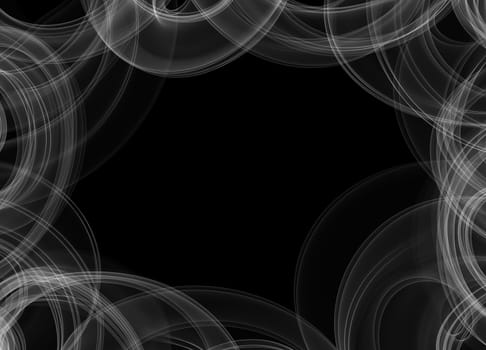 abstract white flame smoke frame over black background with copyspace for your text and design.