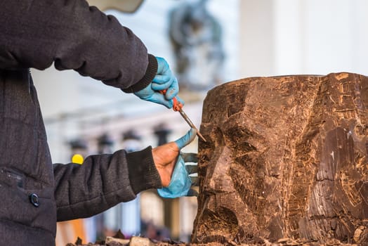 Head of chocolate that make the fair