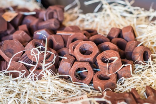 chocolate in the shape of bolt on the counter