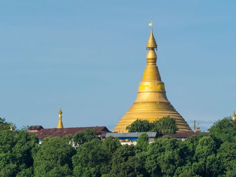 U Rit Taung Pagoda at Ponnagyun along Kaladan River in the Rakhine State of Myanmar.