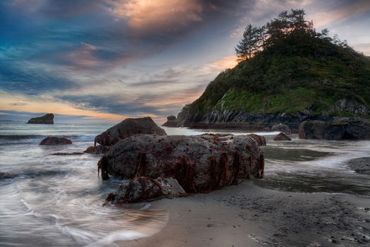 Shoreline Beach Scene from Northern California, Color Image