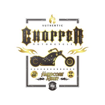 classic chopper motorcycle theme vector art illustration