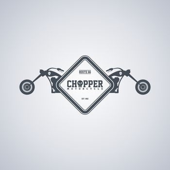 classic chopper motorcycle theme vector art illustration