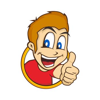 cartoon guy thumbs up character vector illustration