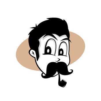 pipe smoker guy cartoon theme vector art illustration