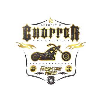 classic chopper motorcycle theme vector art illustration