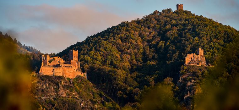 Ribeauville, the castle Saint-Ulrich and Gilsberg, Alsace, France