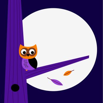 Halloween creative owl for creative projects. Purple illustration.