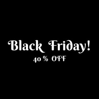 Marketing sign for eshops : black and white designers visual with 40 % Off.