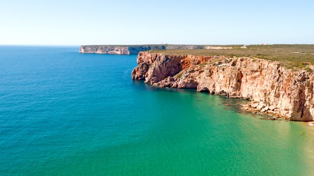 Aerial from natural rocks near Sagres in Portugal