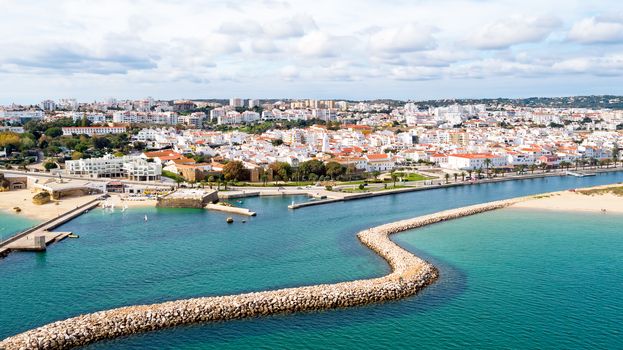 Aerial from the city Lagos in the Algarve Portugal