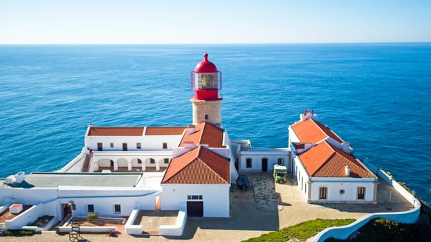 Aerial from lighthouse Cabo Vicente in Sagres Portugal