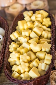White delicious chocolate in the black basket