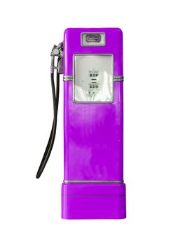 Old purple petrol gasoline pump isolate on white background