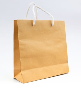 recycle paper bag on white background use for shopping and save environment