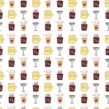 Drinks pattern -  Set of Cola, Beer, Martini and Coffee