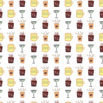 Drinks pattern -  Set of Cola, Beer, Martini and Coffee