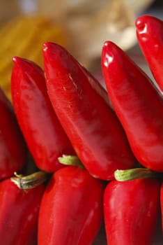 Red chilli peppers, Espelette, Pays Basque, Aquitaine, France