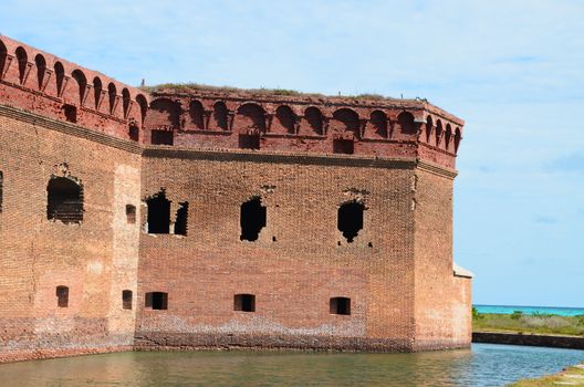 Fort Jefferson an old fort located on the island of Dry. Tortugas. This is off the coast of Florida.It served as fort and prison during the Civil War.