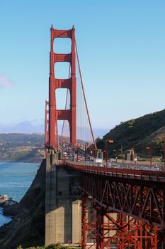 a sunny day at The Golden Gate Bridge in San Francisco, California