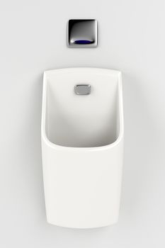 Urinal with sensor on gray wall 