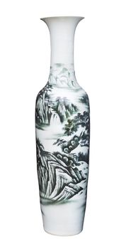 chinese ceramic painting jug isolated white background use for decorated and multipurpose