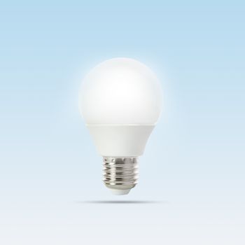 growing of led light bulb floating on gradient  light blue to white background use for idea creative and multipurpose object