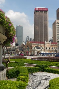 Clock tower of Sultan Abdul Samad building near Mederka Square in Kuala Lumpur, Malaysia