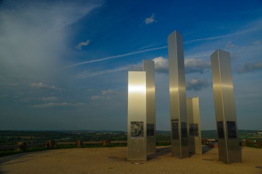 PFORZHEIM, GERMANY - April 29. 2015: Memorial of Bombing City on the Wallberg Rubble Hill in Pforzheim, Germany, Gold City in the Black Forest
